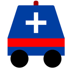Flat design blue and red ambulance png icon © Wahyudi