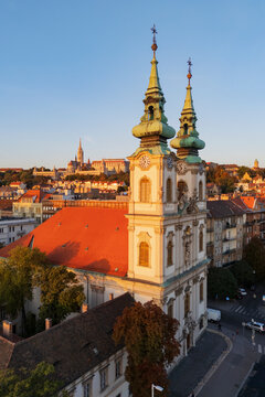 Church of St Anne with distinctive twin towers in budapest Hungary