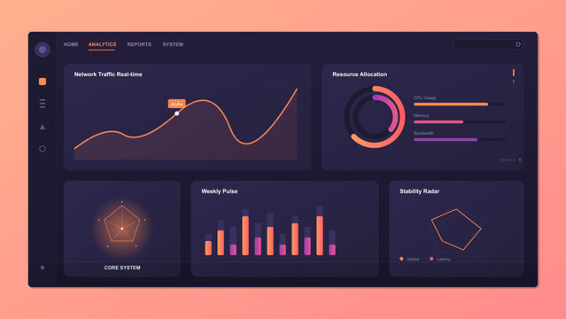 Data Analytics Dashboard Vector UI Layout Template for Modern Web Presentation