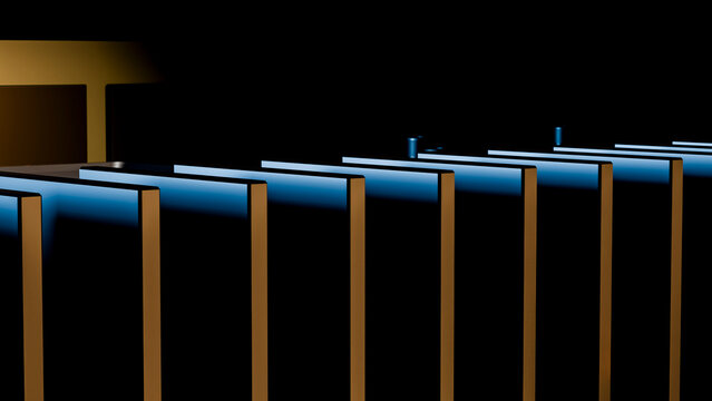 Close-up of illuminated computer keyboard with blue backlight