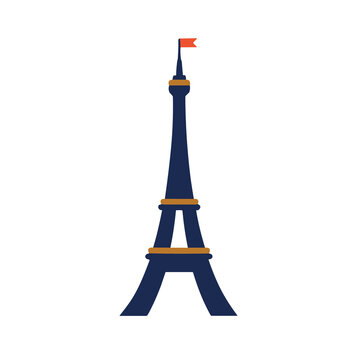 Stylized Eiffel Tower with Orange Flag