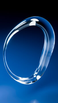 Transparent glossy ring-shaped loop on blue background illustration