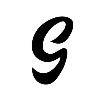 Letter G Cursive Script Logo Minimalist Black and White Vector