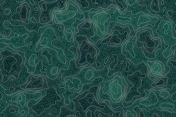 Topographic contour lines map background, dark green terrain pattern with cream elevation lines © hadiakram