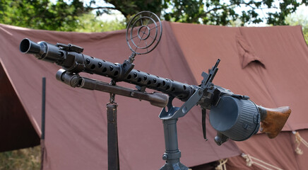 Fototapeta premium Yorkshire Wartime event at Doncaster, UK. England Twentieth century war equipment and vehicles specialising on world war two.