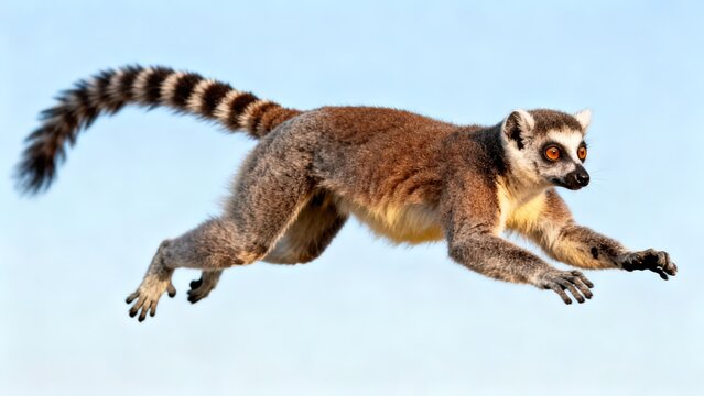 Lemur Mid-Leap with Arms and Legs Extended