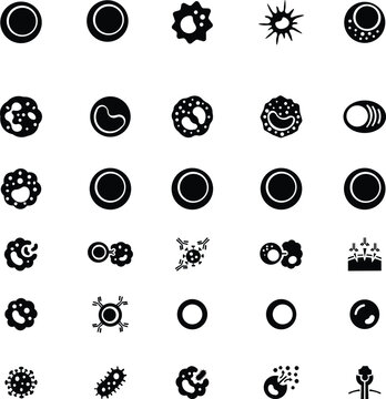 Immune system icon set:, t-cell killing, attack, bacterium, Immune cell vector icons with T cell, B cell and macrophage for scientific infographic design, . outline. isolated on transparent background