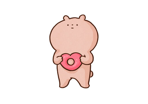 Bear holding a heart with a hole and looking blankly, emotional blunting or heartbreak loss concept