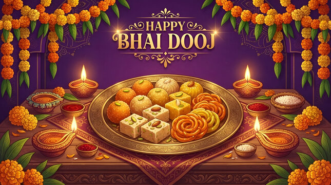 Celebrate bhai dooj with festive sweets diyas and garlands for a joyful occasion
