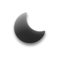 3D grey crescent moon icon with soft drop shadow © Rani