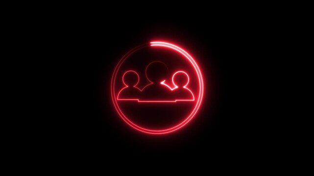 User refresh sync icon set, account update symbol in glowing circle on black background