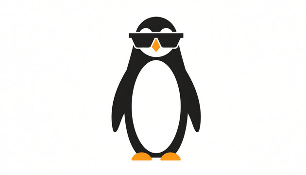 Cute penguin illustration wearing black sunglasses isolated on a