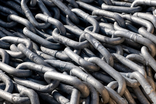 Title:
Heavy metal chains piled together as industrial equipment