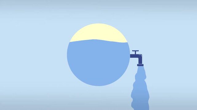 Planet earth globe sphere draining water through faucet tap valve animation loop graphic vector design stock footage