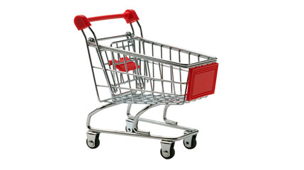Small metal shopping cart with red plastic handle and seat © Matthias