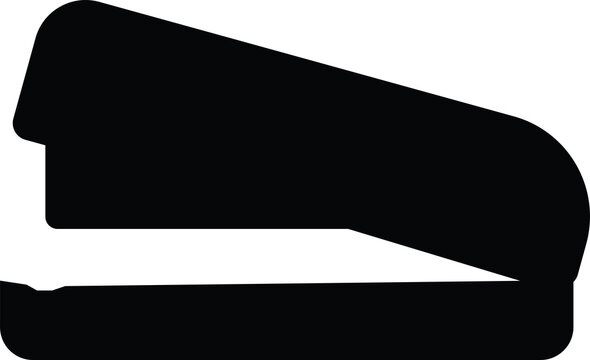 Black silhouette icon of an office stapler with stationery fastener supplies document paperwork business silhouette illustration isolated equipment accessory