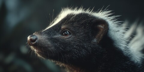 Fototapeta premium Very Cute Black and White Skunk in Nature