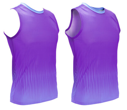 Running shirt or sports tank top or running shirt isolated on white background. Breathable athletic shirt concept for activewear catalog design.