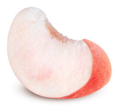 Red peach isolated on a white background, with clipping path, gourmet beverage branding, and premium food packaging design.