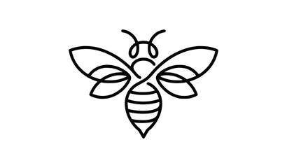 Fototapeta premium Minimal Honeybee Line Art Logo Black and White Vector