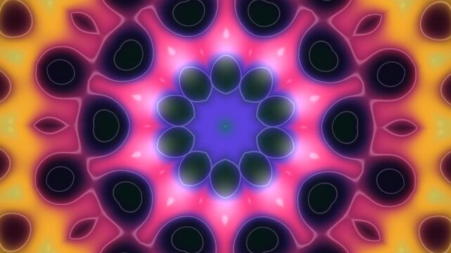 Happy New Year 2027 kaleidoscope mandala 4K animation, rotating colorful pattern morphing into 2027, psychedelic art