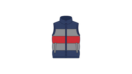 Pixel art style colorful winter puffer vest isolated on white background in a flat fashion silhouette © MdAzharul