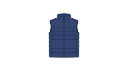 Minimalist blue puffer vest isolated on white background presented as a clean graphic style silhouette © MdAzharul