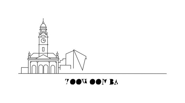 Simple black line sketch shows Toowoomba skyline