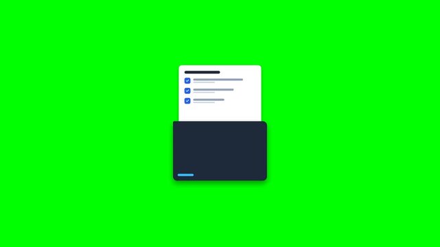 Document folder with task checklist popping out on green screen