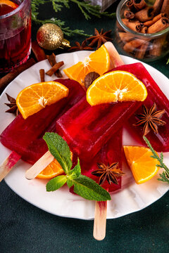 Tasty winter mulled wine ice cream popsicles