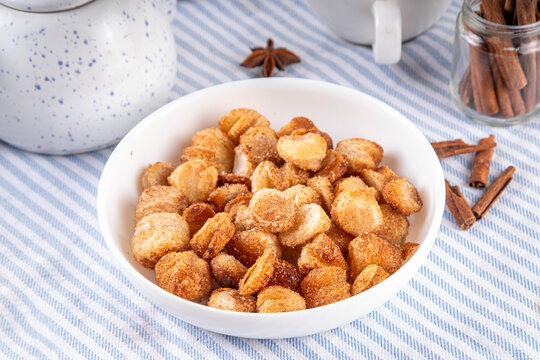 Fresh baked Cinnamon Sugar Croissant Cronut Doughnuts