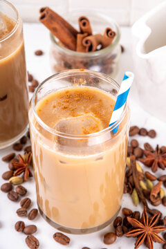 Iced Horchata coffee cocktail, summer iced coffee latte drink