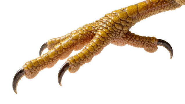 Detailed close-up of a bird s scaly leg and sharp talons isolated on transparent background