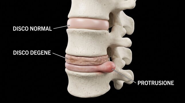 Spine Anatomy Illustration Showing Normal and Degenerated Discs