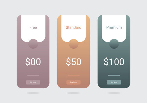 Modern Pricing Table Template for Subscription Plan Comparison Web Layout Design.