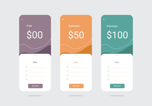 Modern Pricing Table Template for Subscription Plan Comparison Web Layout Design.