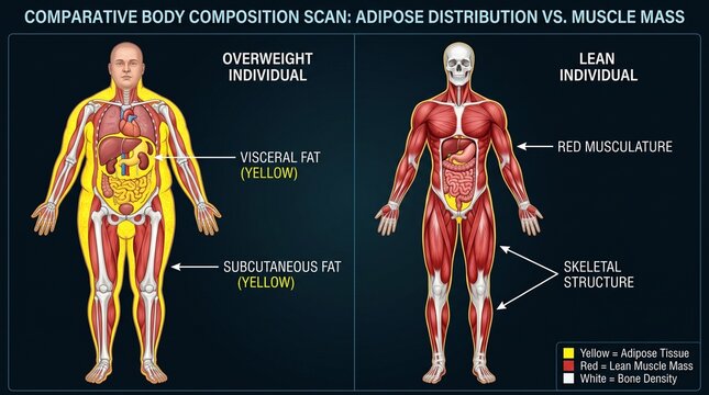 Body Composition Scan Comparison Between Overweight and Lean Man
