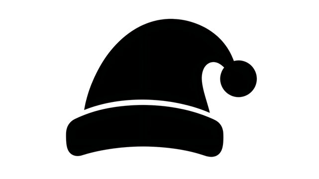 Minimalist Santa Claus hat icon as a solid black vector silhouette