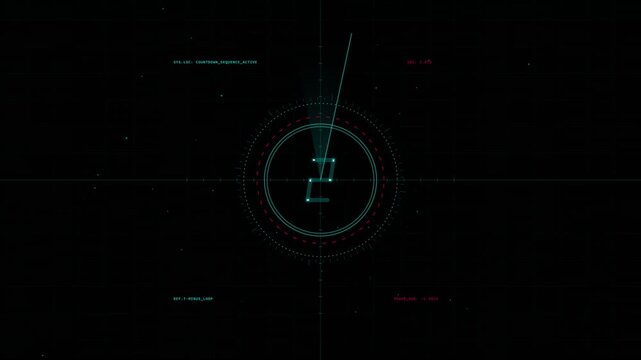 Digital countdown timer hud overlay, futuristic tech interface motion heads-up display