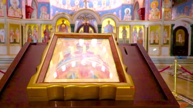 St John Vladimir Cathedral Interior Podium Golden Christian Paintings Bar Montenegro.