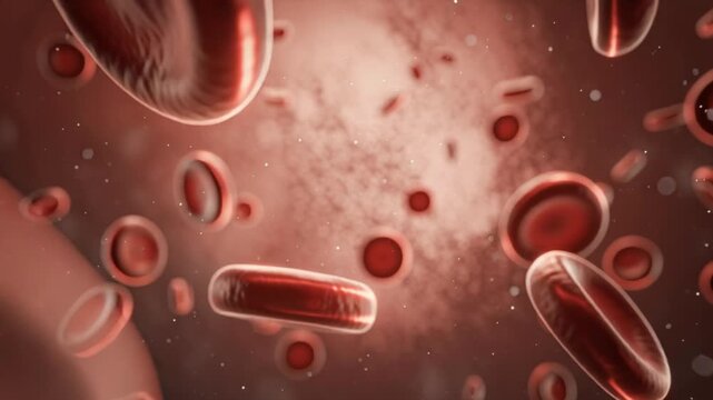 Microscopic view of cg blood cells circulating in the bloodstream