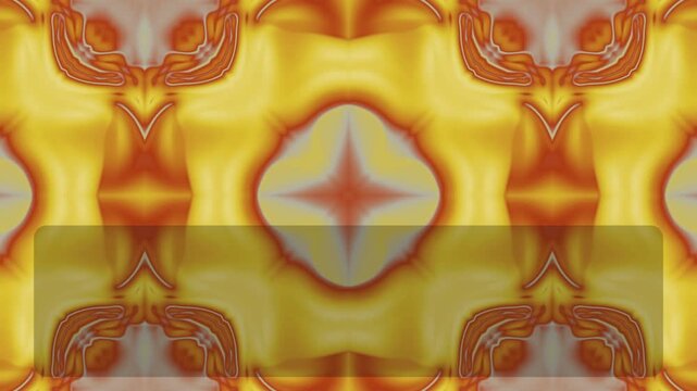 Vibrant golden abstract geometric pattern with symmetrical designs and warm flowing colors.