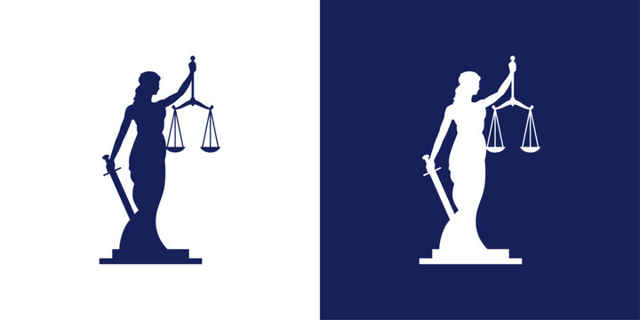 Justice silhouette. Lady justice with scales and sword as a classic legal symbol.