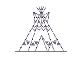 Abstract Geometric Native American Wigwam Pattern Vector Background with Stripes on White, Cultural Tribal Concept Design for Textile, Wallpaper, Banner, Fabric, and Graphic Cover. © Nikita