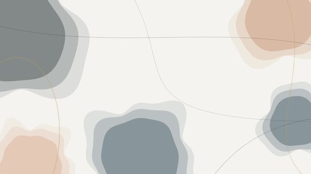 Abstract organic shapes and thin lines animated background, minimalist pastel boho aesthetic   