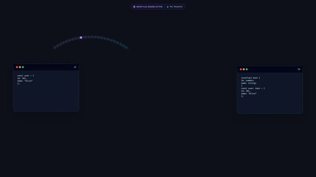 Abstract software development windows with data transfer animation