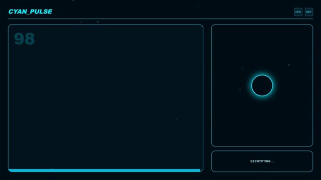 Futuristic cyan hud interface with digital loading progress bars