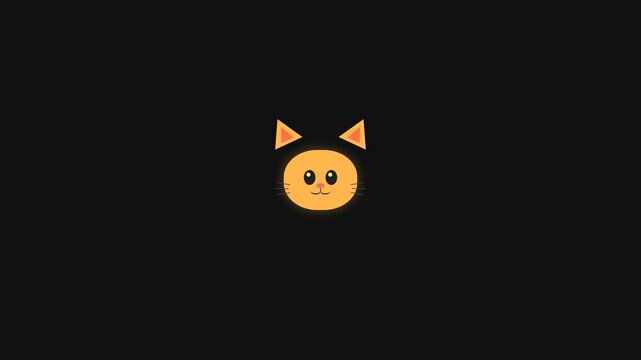 Orange cat face icons blinking on black background
