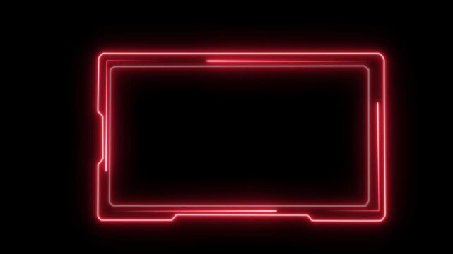 Futuristic Red Glowing HUD Rectangle Border Frame Interface Motion Loop.