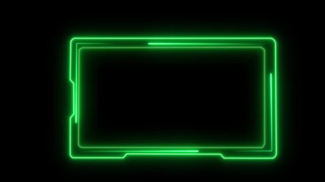 Futuristic Green Glowing HUD Rectangle Border Frame Interface Motion Loop.